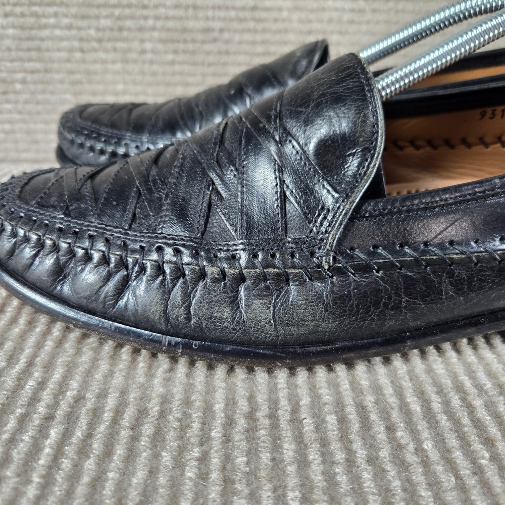 Brass Boot Mens 10.5 M Black Woven Leather Hand Stitched Loafers 93114-01 - Picture 7 of 10